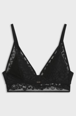 Lace triangle bra, Black
