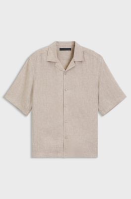 BOSS BY BECKHAM relaxed-fit linen shirt, Beige