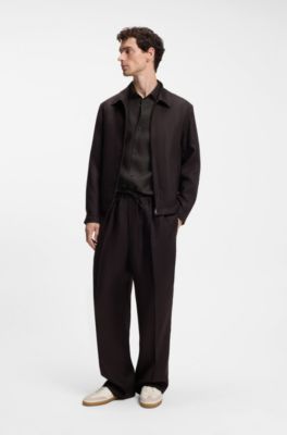 BOSS BY BECKHAM relaxed-fit linen shirt, Dark Brown