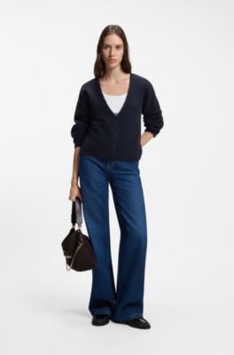 Relaxed-fit cardigan crafted in an alpaca blend, Dark Blue