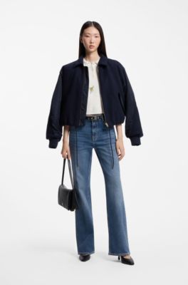 High-waisted flared jeans, Blue
