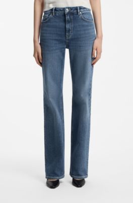 High-waisted flared jeans, Blue