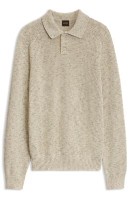 Jersey con cuello de polo, Beige claro