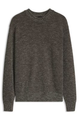Textured sweater in a multitone cotton blend, Brown