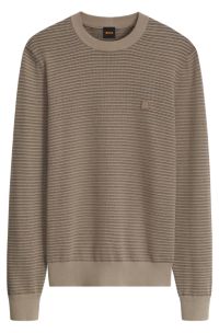 Jacquard sweater with a squared logo badge, Brown