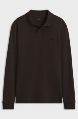 Interlock-cotton polo shirt, Dark Brown