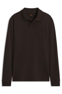 Interlock-cotton polo shirt, Dark Brown