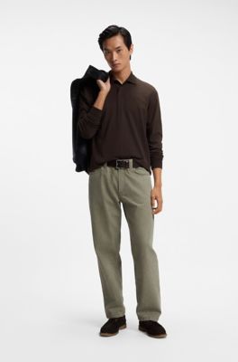 Interlock-cotton polo shirt, Dark Brown