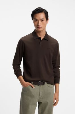 Interlock-cotton polo shirt, Dark Brown