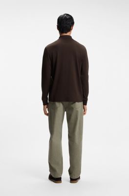 Interlock-cotton polo shirt, Dark Brown