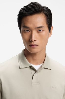 Interlock-cotton polo shirt, Light Beige