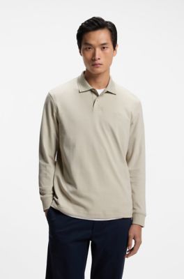 Interlock-cotton polo shirt, Light Beige