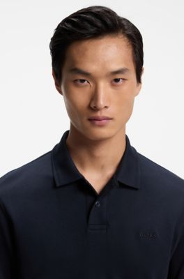 Interlock-cotton polo shirt, Dark Blue