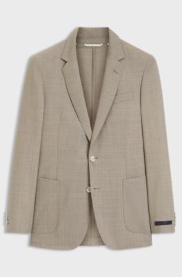 BOSS BY BECKHAM slim-fit suit jacket in virgin wool, Beige