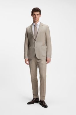 BOSS BY BECKHAM slim-fit suit jacket in virgin wool, Beige