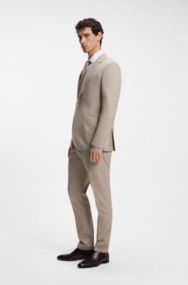 BOSS BY BECKHAM slim-fit suit jacket in virgin wool, Beige