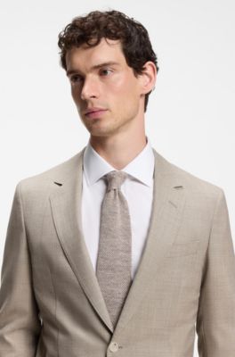 BOSS BY BECKHAM slim-fit suit jacket in virgin wool, Beige