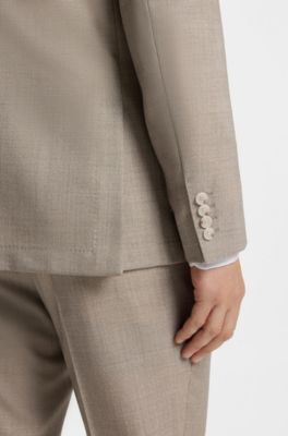 BOSS BY BECKHAM slim-fit suit jacket in virgin wool, Beige