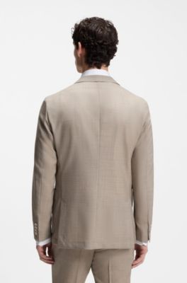 BOSS BY BECKHAM slim-fit suit jacket in virgin wool, Beige