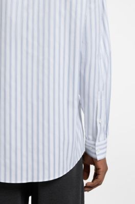 Vertical-stripe cotton shirt in a modern fit, White Stripes