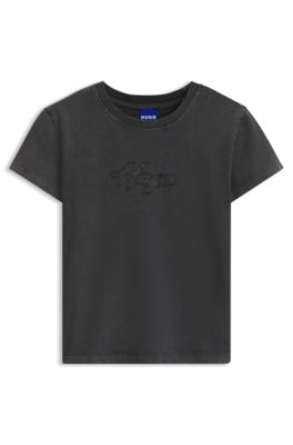 Stretch-cotton T-shirt, Black