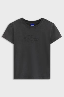 Stretch-cotton T-shirt, Black