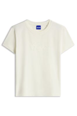 Stretch-cotton T-shirt, Natural
