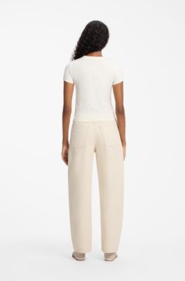 Stretch-cotton T-shirt, Natural