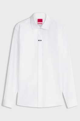 Modern-fit stretch-cotton shirt, White