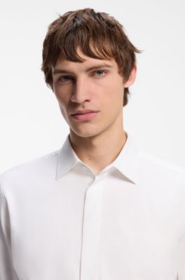 Modern-fit stretch-cotton shirt, White