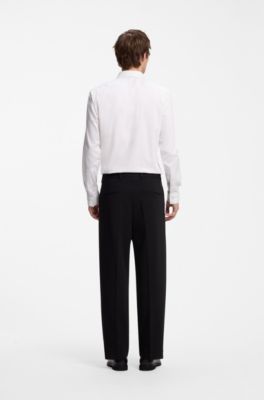 Modern-fit stretch-cotton shirt, White