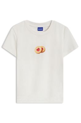 Slim-fit T-shirt in stretch cotton with graphic print, White