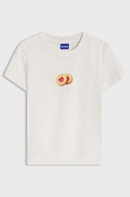 Slim-fit T-shirt in stretch cotton with graphic print, White