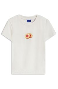 Slim-fit T-shirt in stretch cotton with graphic print, White