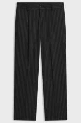 Modern-fit broken-stripe trousers, Black