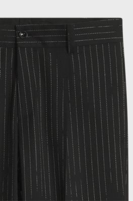 Modern-fit broken-stripe trousers, Black