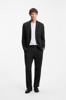 Modern-fit broken-stripe trousers, Black