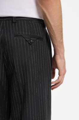 Modern-fit broken-stripe trousers, Black