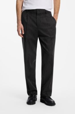 Modern-fit broken-stripe trousers, Black