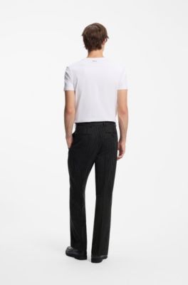Modern-fit broken-stripe trousers, Black