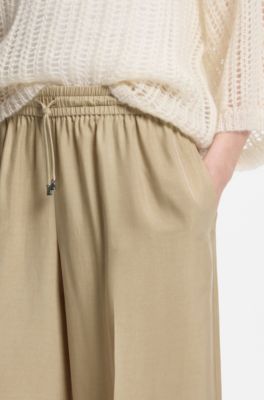 Wide-leg-fit trousers, Beige