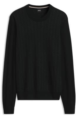 Boss Wool-blend sweater with a textured front stickade tröjor herr – bild 4