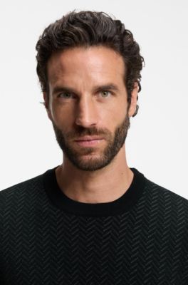 Wool-blend sweater with a textured front, Black