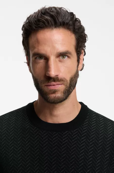 Wool-blend sweater with a textured front