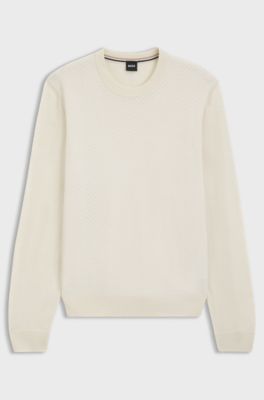 Wool-blend sweater with a textured front, Natural