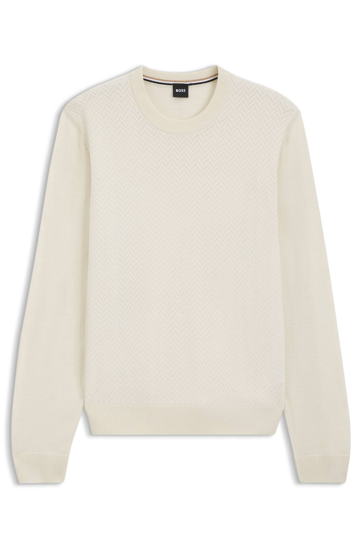 Boss Wool-blend sweater with a textured front stickade tröjor herr – bild 4