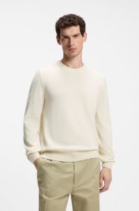 Wool-blend sweater with a textured front, Natural