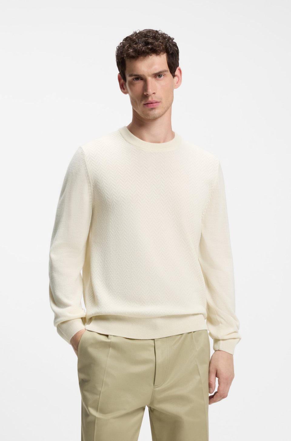 Wool-blend sweater with a textured front