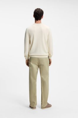 Wool-blend sweater with a textured front, Natural