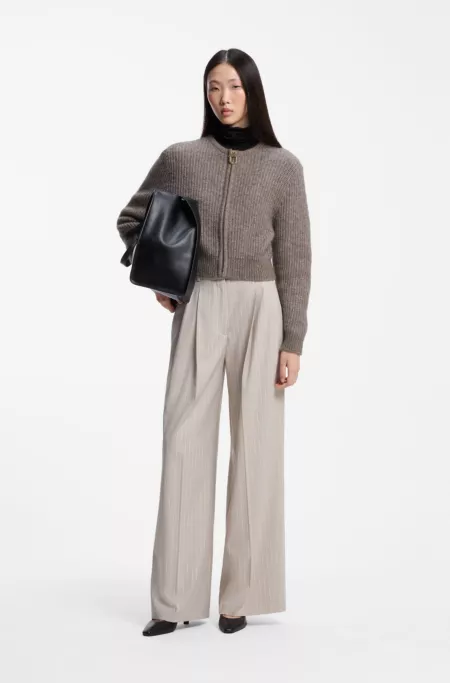 Gilet en maille style bomber à structure côtelée